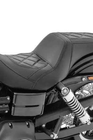 Duo zadel passend voor Harley Davidson Dyna Street Bob 06-17 bestuurders- en passagiersstoel Craftride SF6 zwart Gereduceerde Prijs