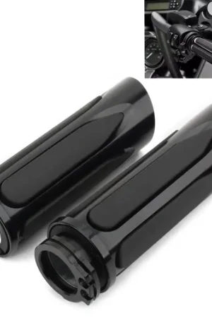 Veilige Betaling Stuurtangen handgrepen 1" inch CNC Alu passend voor Harley Davidson Dyna Low Rider / Street Bob Craftride HG5 zwart