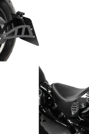 Korting Set: Motorfiets Solo Bobber Zadel met base plate in + Kentekenplaathouder zijdelings compatibel met Yamaha XVS 650-1100 Drag Star