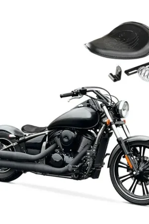 Motorfiets Bobber Swing Zadel Craftride Schedel met Veren voor Custombikes in Zwart BR19 Hete Deal