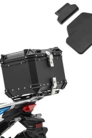 Set Motor aluminium topkoffer 45L + passagier rugkussen topcase Bagtecs XB45 zwart Aanbieding