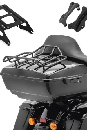 Beste Prijs Set topkoffer King NLB passend voor Harley Davidson Touring 14-25 met bagagerooster en rugbekleding topkoffer zwart Craftride