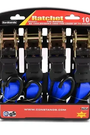 Koopje Motorfiets Spanband Set ConStands met ratel en haak incl 4x lastlussen in blauw