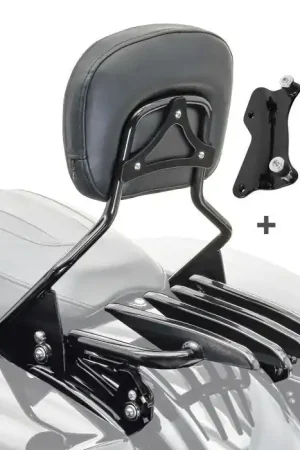 Sissy Bar + Bagagerek XB + Montagekit passend voor Harley Davidson Touring 14-25 zwart Craftride Direct Beschikbaar