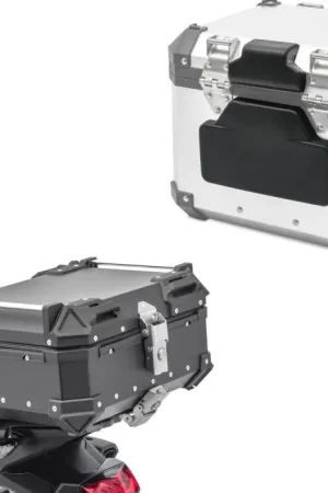 Lage Prijs Set Motorfiets Alu topkoffer Bagtecs XB28 Aluminium 28 liter zwart en Rugkussen