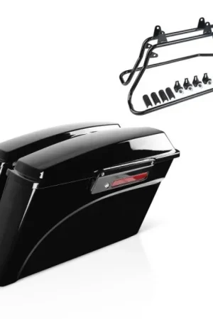 Lage Kosten Zijkoffer en kofferhouder Set passend voor Harley Davidson Heritage Softail Classic 88-17 latch zwart Craftride