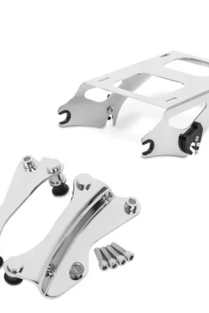 Modern Set: Topkoffer Bagagedrager Rack 2-Up TP passend voor Harley Davidson Touring 14-25 chroom Craftride + 4-Point Docking Hardware Kit passend voor Harley Davidson Touring 2014-23-25 chroom Craftride