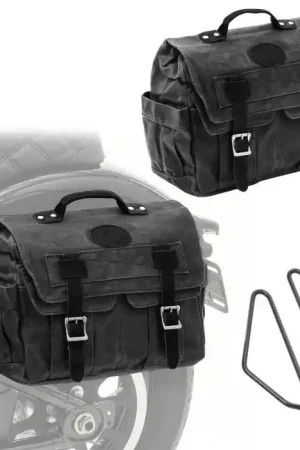 Set 2x Motor Zadeltassen + houders Craftride CV1 zijtassen zwart Alleen Vandaag