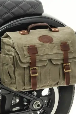 Motor Zadeltas Canvas met Binnenzak Craftride CV1 zij tas army green Betaalbaar