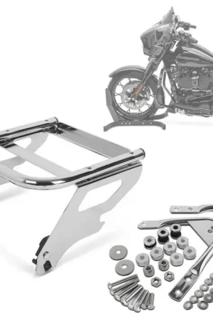 Betrouwbaar Set: Bagagedrager Rack TP 2-Up afneembaar + Docking Hardware Kit passend voor afneembaar accessories passend voor Harley Davidson Touring 97-08 Craftride chroom