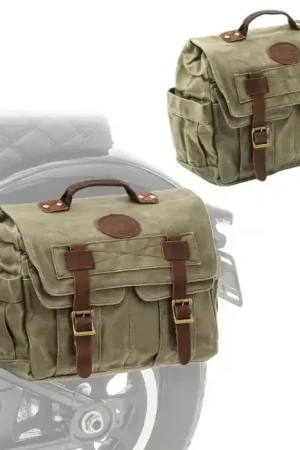 Set 2x Motor Zadeltas Canvas met Binnenzak Craftride CV1 zij tas army green Merkproduct