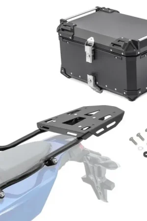 Set Aluminium Topkoffer + Drager compatibel met Yamaha Tenere 700 / Rally 19-25 Topcase XB65 zwart Bagtecs Hoge Kwaliteit