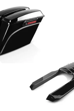 Topkwaliteit Set: Zijkoffers passend voor Harley Davidson Touring 94-13 Craftride Stretched 35Ltr Zwart Slot + Achterspatbord Verlenging passend vooruit passend voor Harley Davidson Touring 96-08 Craftride