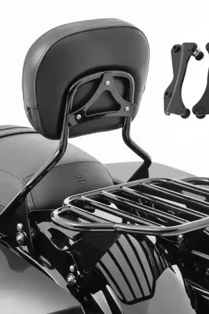 Seizoensaanbieding Sissy Bar + Bagagerek KI + Montagekit passend voor Harley Davidson Touring 14-25 zwart Craftride