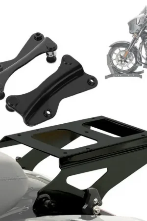 Set Bagagedrager Rack TP afneembaar + 4-punts Montageset geschikt voor Harley Davidson Touring 14-25 Craftride zwart Tijdelijk Beschikbaar
