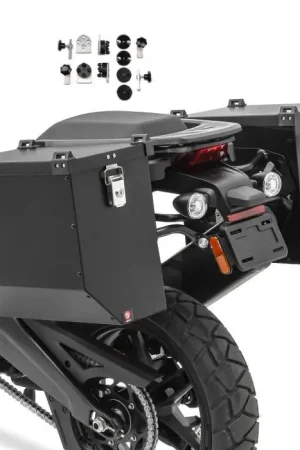 Garantie Inbegrepen Motor koffer aluminium Set 2x41l Bagtecs Atlas + adapter voor kofferrek zwart