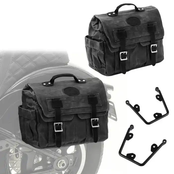 Set 2x Zadeltassen + houders compatibel met Honda Rebel 1100 CMX 21-25 Craftride CV1F-zwart rechts-links Veilige Betaling