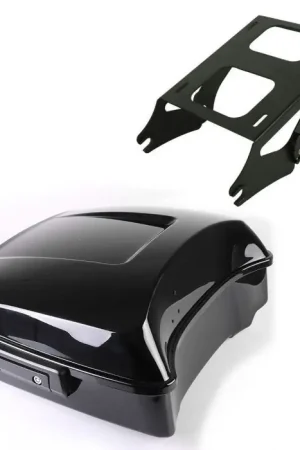 Set: Topkoffer Chopped geschikt compatibel met Harley Davidson Street Glide Special 15-23 zwart LB Craftride + Topkoffer Bagagedrager Rack TP afneembaar geschikt compatibel met Harley Davidson Touring 14-23 zwart Craftride Gratis Verzending
