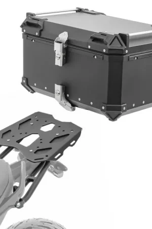 Set Aluminium Topkoffer + Drager voor BMW F 900 XR 20-25 Topcase Bagtecs XB65 zwart Flitsaanbieding