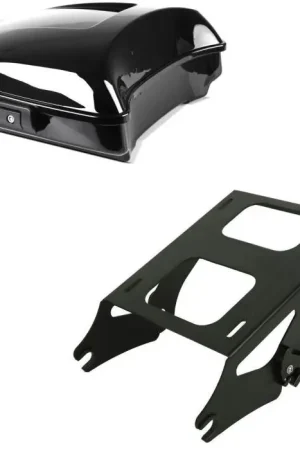 Flitsaanbieding Set: Topkoffer Razor + Topkoffer Bagagedrager passend voor Harley Davidson Touring 14-25 zwart