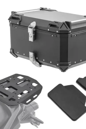 Set Aluminium Topkoffer + Drager voor Yamaha Tracer 9 / GT 21-26 Topcase Bagtecs XB65 zwart + rugkussen Meest Verkocht