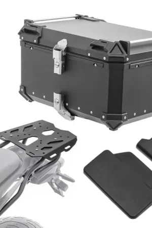 Set Aluminium Topkoffer + Drager voor Yamaha Tracer 7 21-24 Topcase Bagtecs XB65 zwart + rugkussen Groothandel