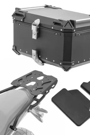 Set Aluminium Topkoffer + Drager voor Honda NX 500 24-25 Topcase Bagtecs XB65 zwart + rugkussen Bestseller