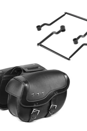 Set Zadeltassen en Zadeltashouder voor Chopper Cruiser en Retro zijtassen Craftride Favoriet