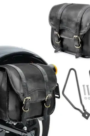 Set 2x motor Zadeltassen + houder compatibel met Royal Enfield Himalayan / Meteor 350 Craftride SV1 zwart Hoge Kwaliteit