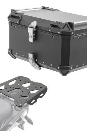 Plaats Bestelling Set Aluminium Topkoffer + Drager voor BMW R 1200 / 1250 GS 13-23 Topcase Bagtecs XB65 zwart