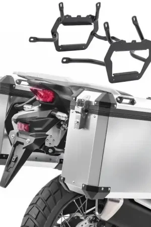 Gereduceerde Prijs Set Aluminium Zijkoffers + kofferrek voor Honda Transalp XL 750 23-25 Koffers Bagtecs GX38 zilver