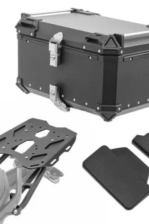 Uitverkoop Set Aluminium Topkoffer + Drager voor BMW F 900 XR 20-25 Topcase Bagtecs XB65 zwart + rugkussen