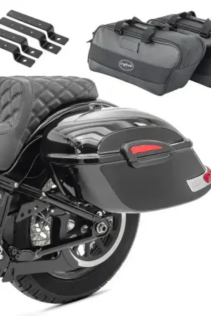 Trendy Set Motorfiets Zijkoffer Craftride Delaware 33L incl montagekit zwart + Binnentassen compatibel met Harley Davidson Touring 94-25