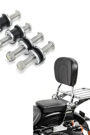 Ambachtelijk Set: Sissy Bar met bagagerek afneembaar passend voor Harley Davidson Sportster models 04-20 chrom Craftride + Docking Hardware Kit passend voor Harley Davidson Sportster 2004-2020 Craftride Montagekit