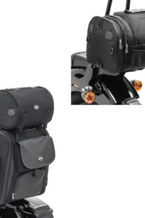 Set: Moto Sissybar Achtertas SXL met Bagagerol in + Motorfiets Buddyseat Tas RB1 Bagagerol 24-30Ltr voor choppers Hete Deal