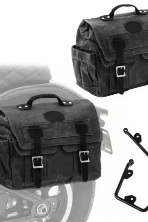 Beperkte Voorraad Set 2x Zadeltassen + houders compatibel met Kawasaki Vulcan S 15-25 Craftride CV1F-zwart rechts-links