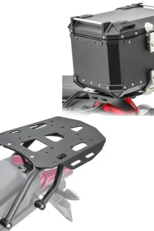 Origineel Set Aluminium Topkoffer + Drager compatibel met Aprilia Tuareg 660 22-25 Topcase XB45 zwart Bagtecs