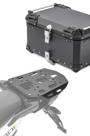 Set Aluminium Topkoffer + Drager compatibel met Husqvarna Norden 901 21-25 Topcase XB65 zwart Bagtecs Beperkte Voorraad