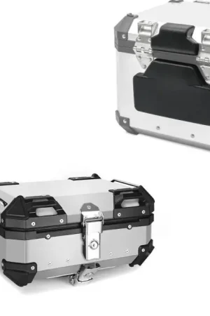 Motorfiets Alu topkoffer Bagtecs XB22 Aluminium 22 liter zilver + Rugkussen voor Topkoffer Alu zelfklevend RL2 Gratis Verzending