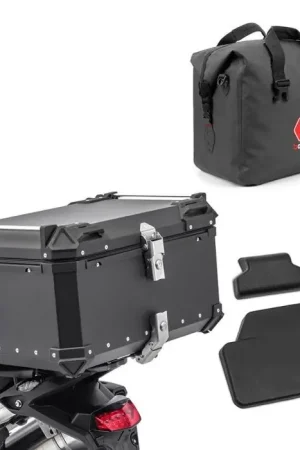 Garantie Inbegrepen Set Motor aluminium topkoffer 65L + binnentas Dry Bag + passagier rugkussen Bagtecs XB65 zwart