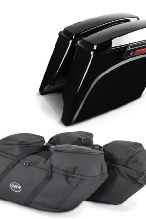 Rechtstreeks Van De Fabrikant Set Binnentassen Harde Koffers + Zijkoffers Stretched Latch Black geschikt voor Harley Davidson Touring 94-13 Craftride HS28