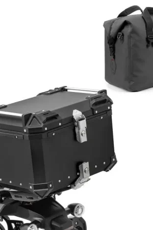 Set Motor aluminium topkoffer 55L + binnentas Dry Bag Bagtecs XB55 zwart Express Levering