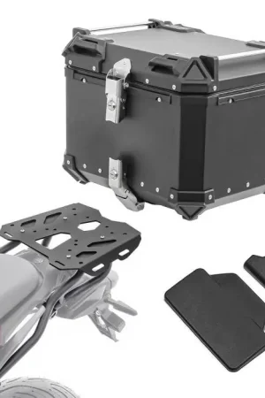 Dagaanbieding Set Aluminium Topkoffer + Drager voor Yamaha Tracer 7 21-24 Topcase Bagtecs XB45 zwart + rugkussen