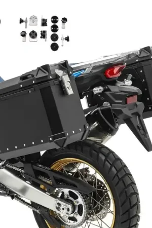 Hoge Kwaliteit Set Motor aluminium zijkoffers 30-38L Bagtecs XW30-38 koffers + adapters zwart