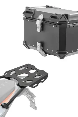 Lage Kosten Set Aluminium Topkoffer + Drager voor KTM 390 Adventure 20-24 Topcase Bagtecs XB55 zwart