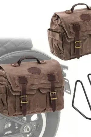 Merkproduct Set 2x Motor Zadeltassen + houders Craftride CV1 zijtassen bruin