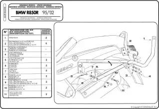Gratis Verzending GIVI - 635F-MONORACK R850R/1100R 95-99 - Brackets - Compatibel met BMW R850R/R1100R