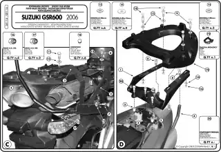 GIVI - SR116-MONORACK SUZ. GSR600 '06 - Brackets - MONOKEY PLATE GSR116 Luxe