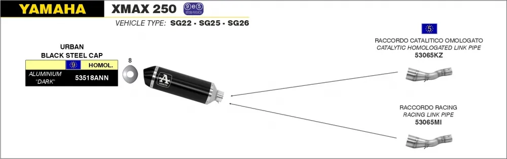 ARROW - URBAN ALUMINIUM DARK WITH DARK END CAP - Exhaust - Silencer Ambachtelijk