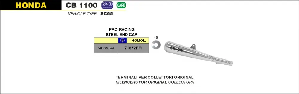 ARROW - PRO-RACING WITH STAINLESS STEEL END CAP - Exhaust - Silencer Hete Deal